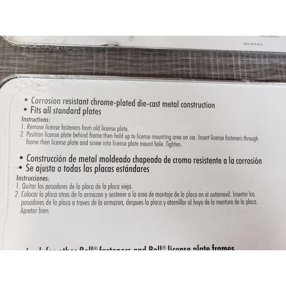 SET OF 2 Bell Chrome Die Cast Metal License Plate Frame CORROSION RESISTANT - Picture 6 of 7